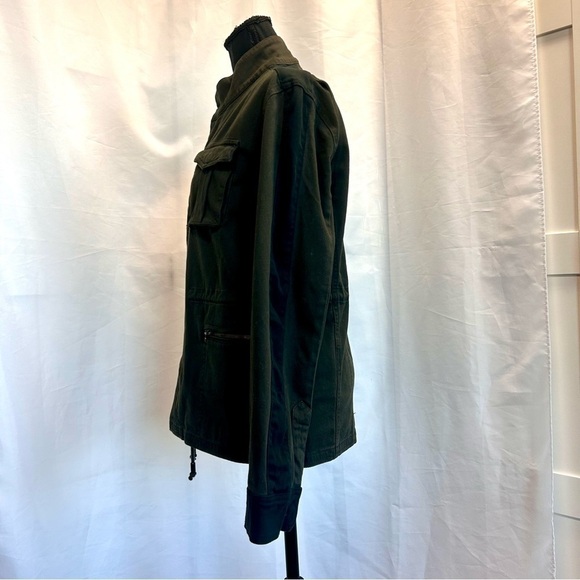 The Kooples army khaki green utility military style full Zip jacket Sz L - Picture 5 of 16